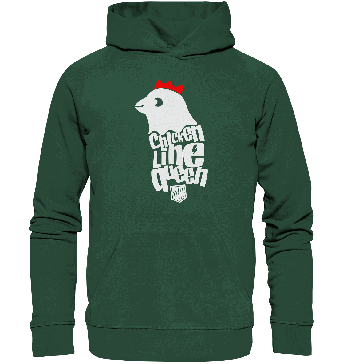 Shirtigo Hoodies Bottle Green / XS Chicken Line - Queen Weiß - Organic Basic Hoodie E-Bike-Community