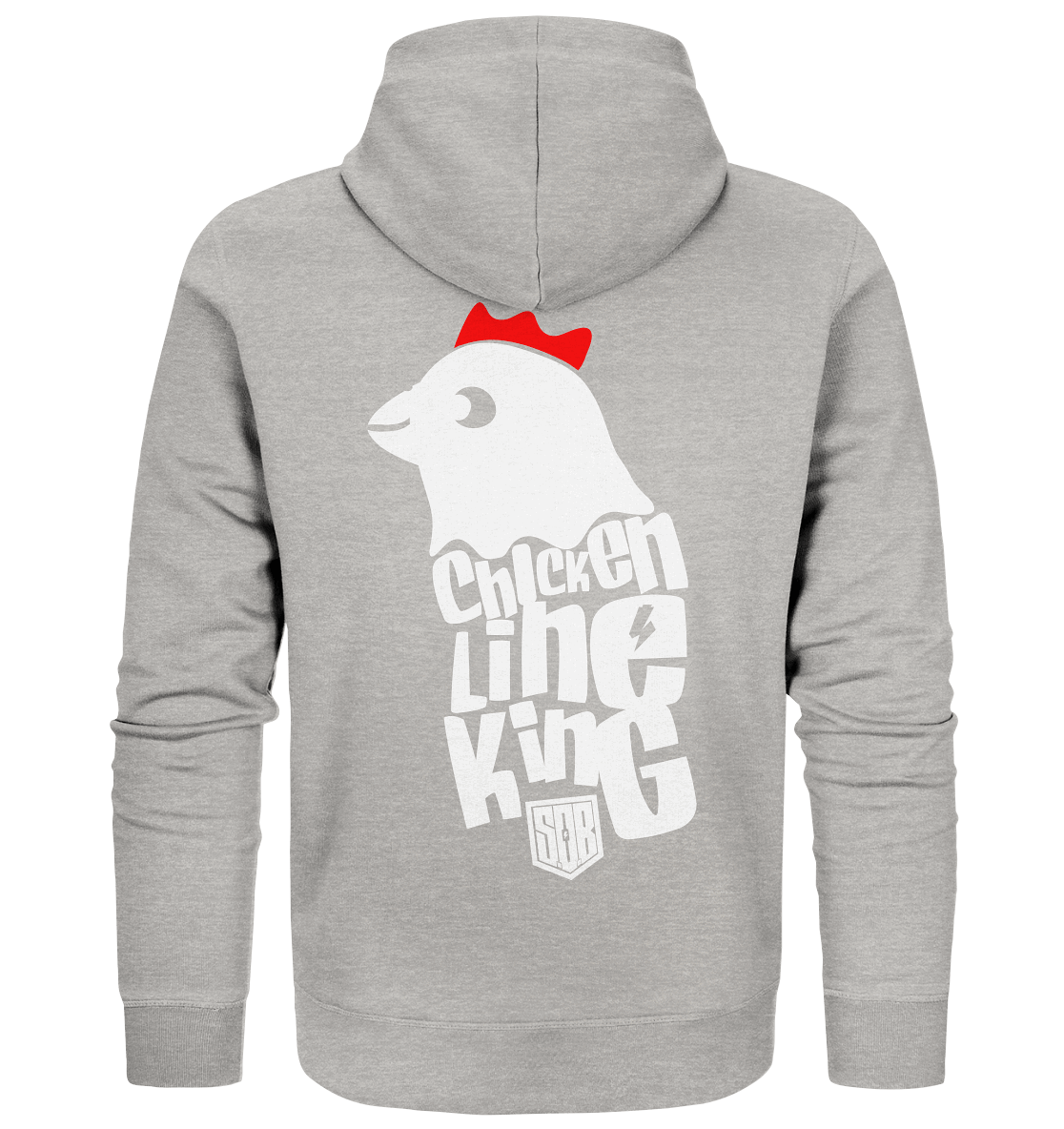 Shirtigo Jacken/ Zipper Heather Grey / S Chicken Line - King - Weiß - Organic Zipper E-Bike-Community
