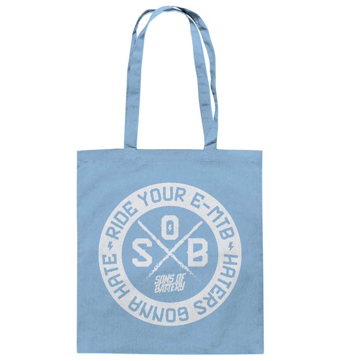 Shirtigo Taschen Sky Blue / ca. 38x42 Haters gonna Hate - Baumwolltasche E-Bike-Community