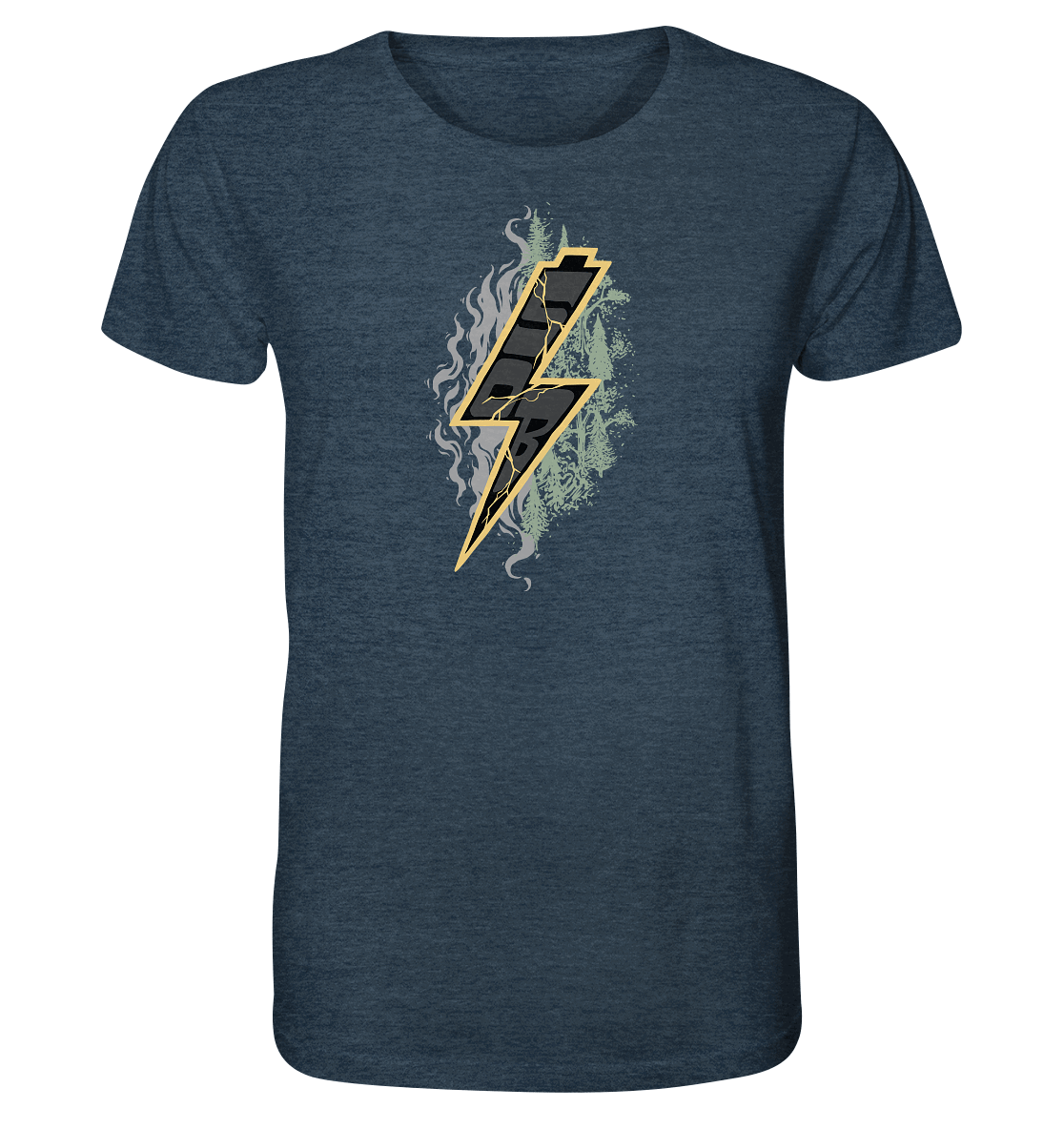 Shirtigo Unisex-Shirts Dark Heather Blue / XS Sob "Shred or Alive" Front - Organic Shirt (meliert) (Flip Label) E-Bike-Community