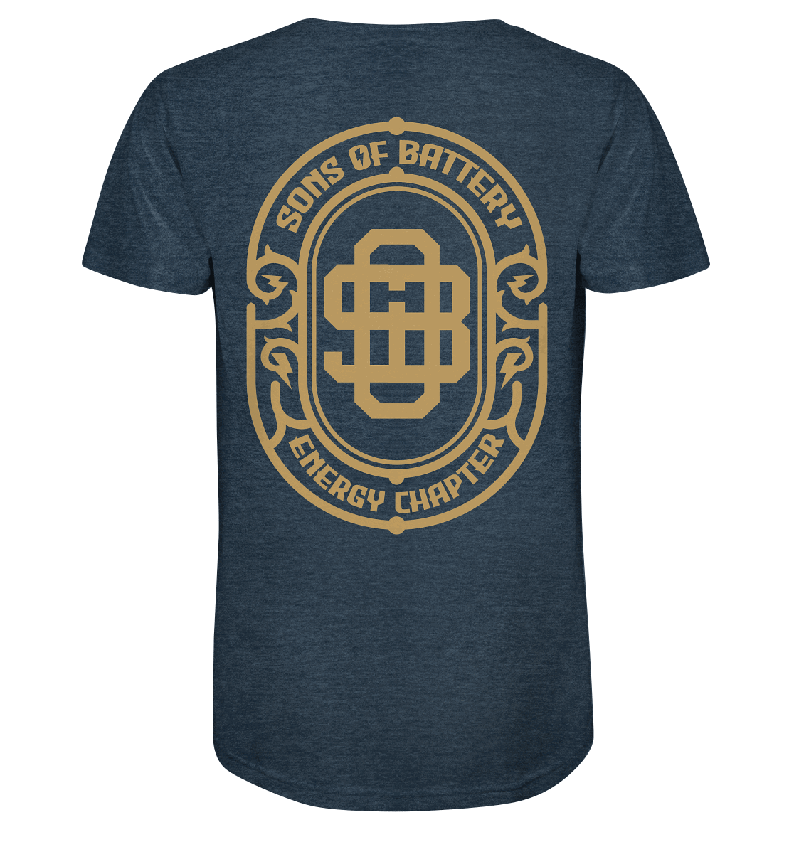 Shirtigo Unisex-Shirts Dark Heather Blue / XS Sons of Battery - Vintage Logo - Organic Shirt (meliert) E-Bike-Community