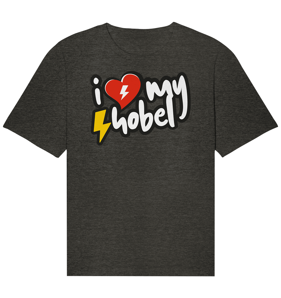Shirtigo Unisex-Shirts Dark Heather Grey / XS I Love my Hobel - (Flip Label) - Organic Relaxed Shirt E-Bike-Community