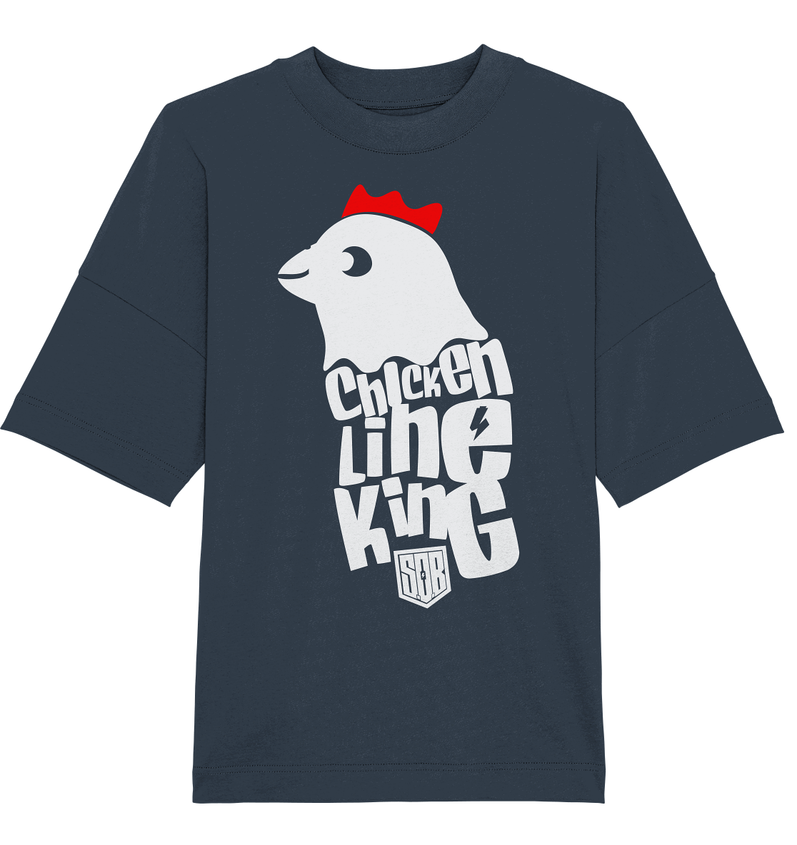 Shirtigo Unisex-Shirts India Ink Grey / XS Chicken Line - King - Weiß - Organic Oversize Shirt E-Bike-Community