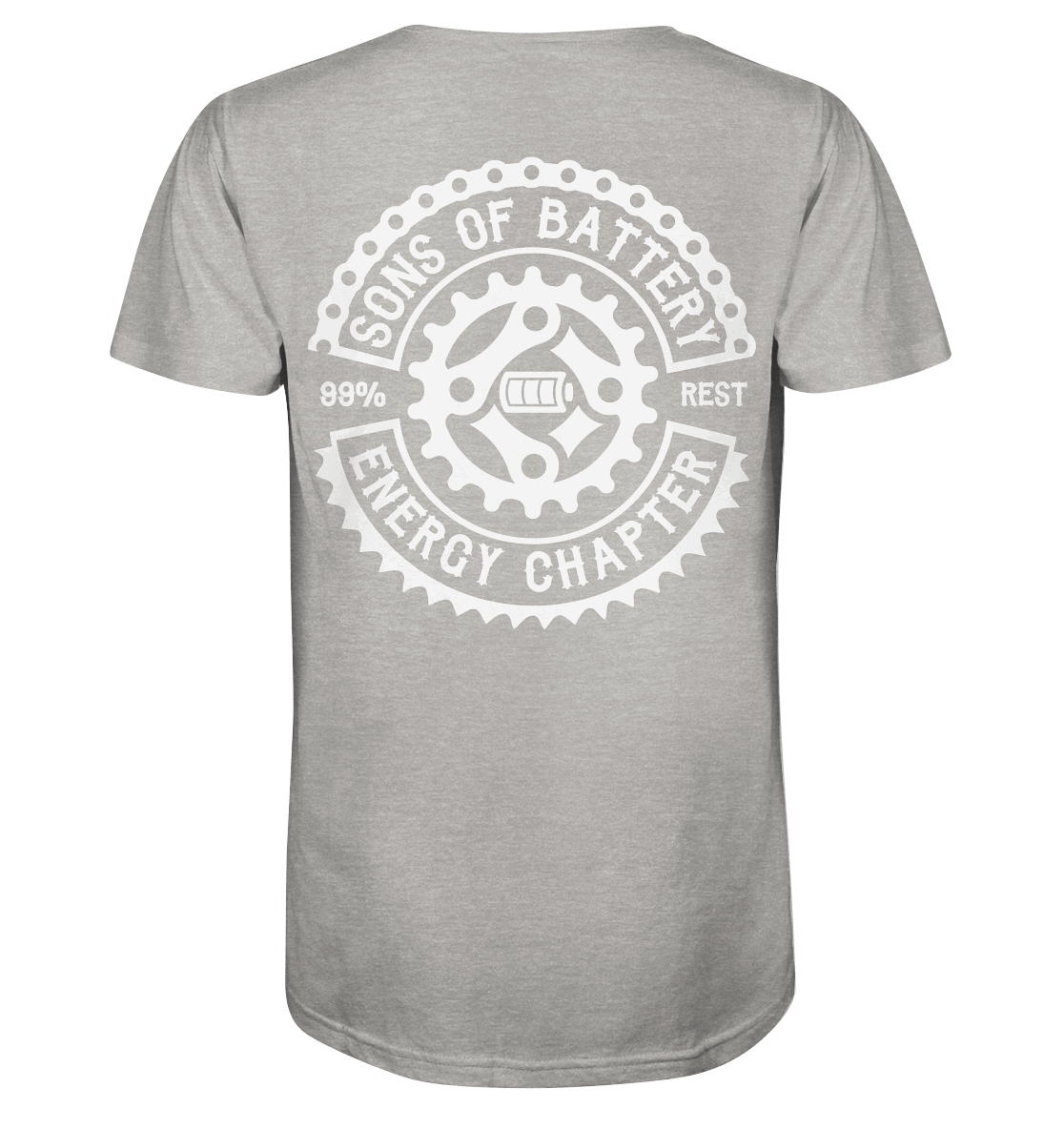 Shirtigo V-Neck Shirts Heather Grey / S Sons of Battery - Classic OG - Mens Organic V-Neck Shirt (Flip Label) E-Bike-Community