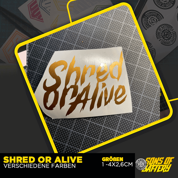 Sons of Battery - E-MTB Brand & Community Folien Gold Shred or Alive Foliensticker E-Bike-Community