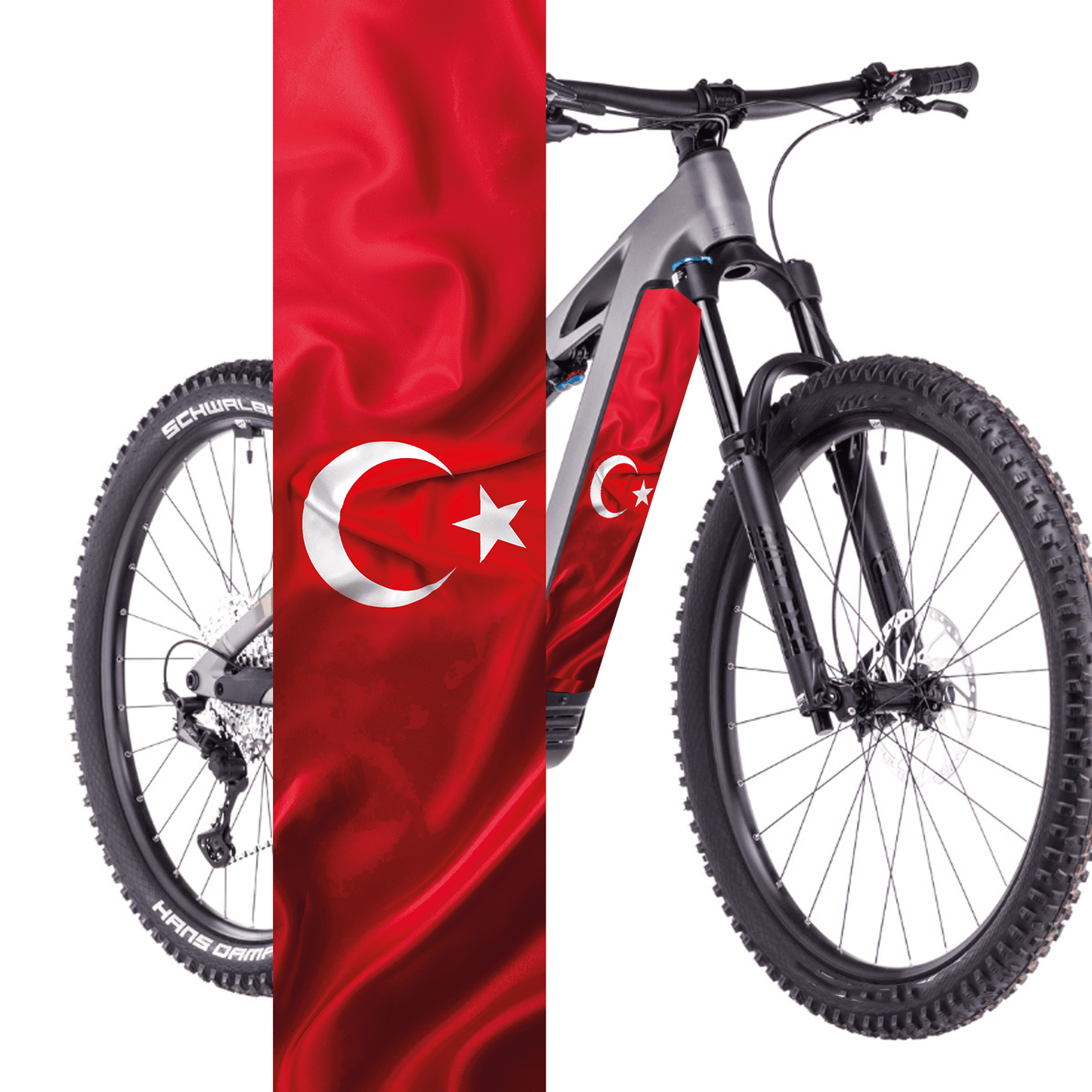 Sons of Battery® - E-MTB Brand & Community Folien & Sticker 60 cm x 14 cm / Türkei Länderflaggen - Akku Abdeckung Cover Universal / Schutzfolie / für alle E-Bikes E-Bike-Community