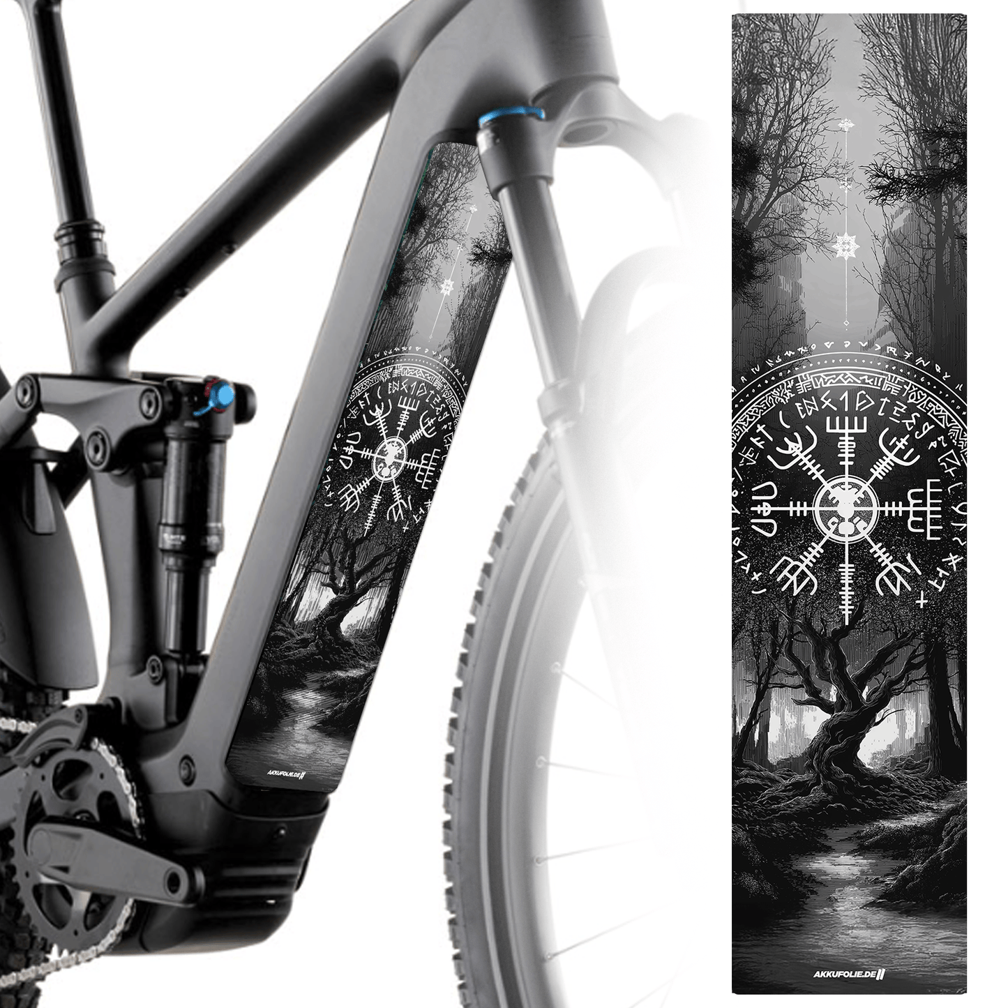 Sons of Battery® - E-MTB Brand & Community Folien & Sticker 60 cm x 14 cm / Vegvisir 2 Vegvisir - Akku Abdeckung Cover Sticker E-Bike-Community