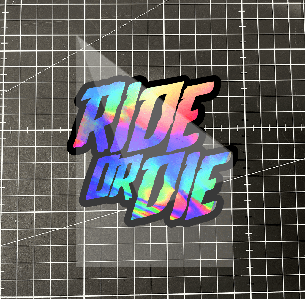 Sons of Battery® - E-MTB Brand & Community Folien und Sticker Ride or Die Holografische / Oilslick Effekt Sticker - SoB - E-Bike-Community