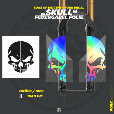 Sons of Battery - E-MTB Brand & Community Folien und Sticker SKULL - Federgabel Vinyl Aufkleber E-Bike-Community