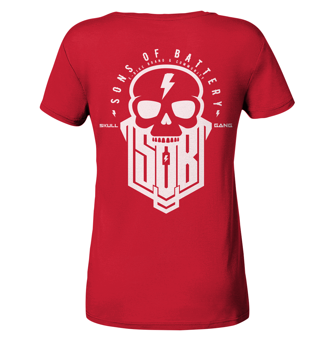 Sons of Battery® - E-MTB Brand & Community Lady-Shirts Red / S SoB Skullgang White - Ladies Organic Shirt E-Bike-Community