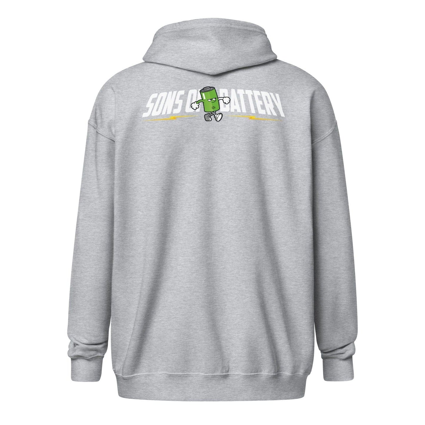 Sons of Battery® - E-MTB Brand & Community Sportgrau / S Sons of Battery - B-Boy - 2 Seiten - ÜBERGRÖßEN Unisex Heavy-Blend Zip Hoodie E-Bike-Community