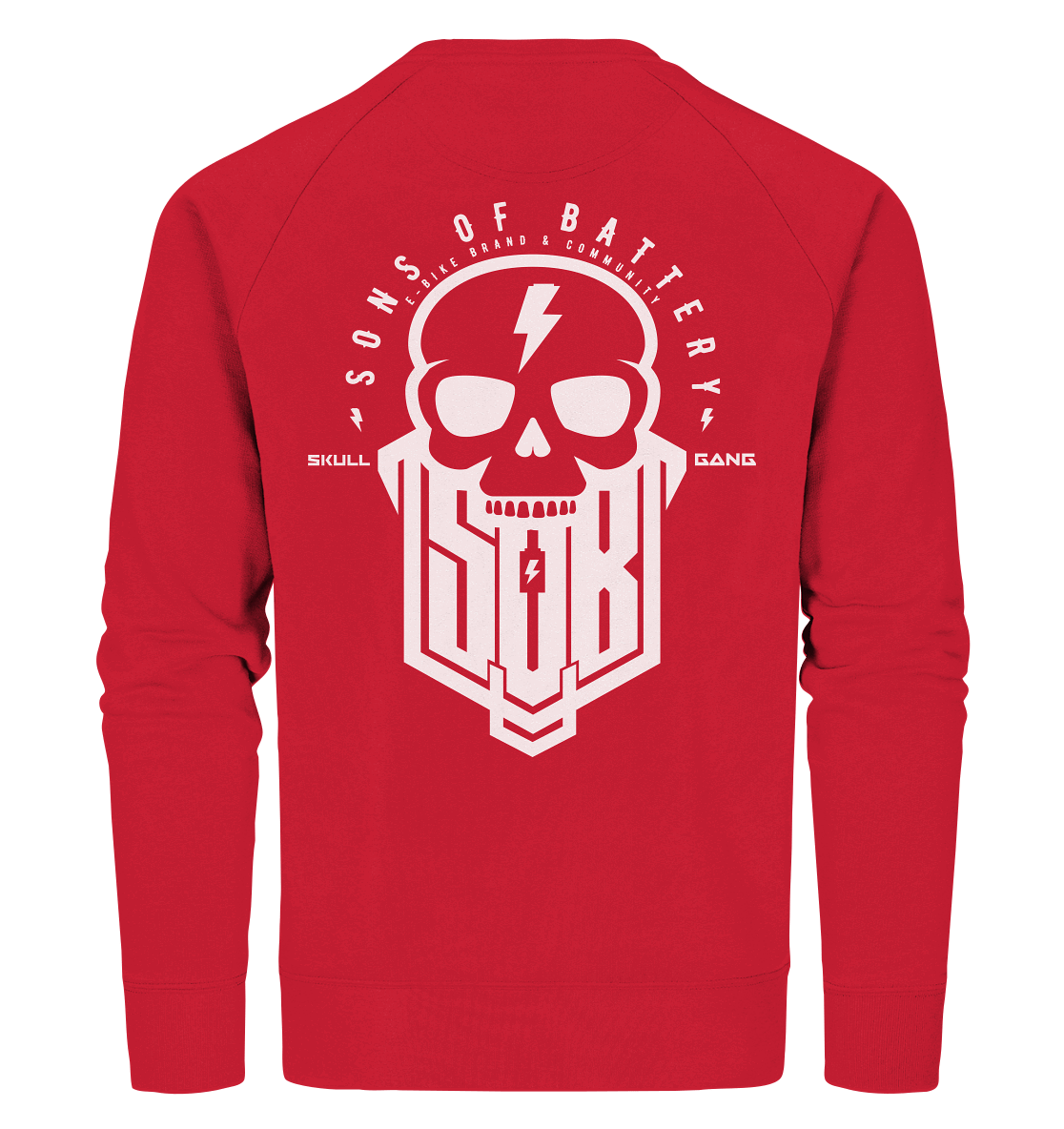 Sons of Battery® - E-MTB Brand & Community Sweatshirts Red / XS SoB Skullgang White - Organic Sweatshirt E-Bike-Community