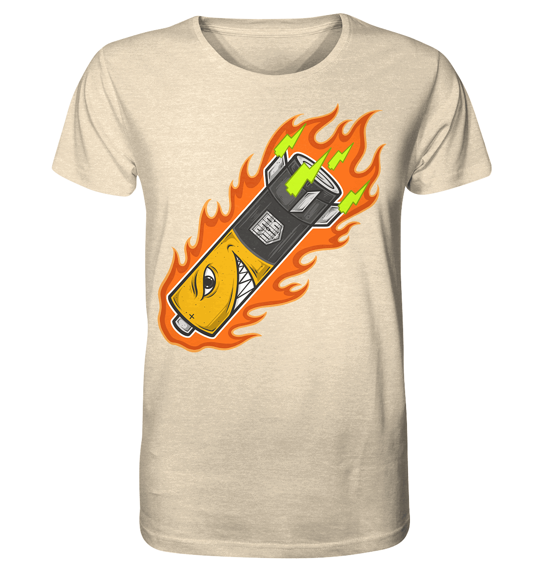 Sons of Battery® - E-MTB Brand & Community Unisex-Shirts Natural Raw / XS S.o.B Pin Up Battery - 100% Baumwolle Organic Shirt - bis 5XL - max. 78cm Umfang mit, FLip Label am Bund E-Bike-Community