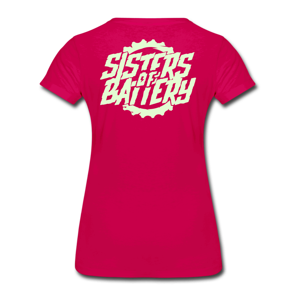 SPOD Frauen Premium T-Shirt dunkles Pink / S Sisters of Battery - Glow in the Dark - Frauen Premium T-Shirt E-Bike-Community