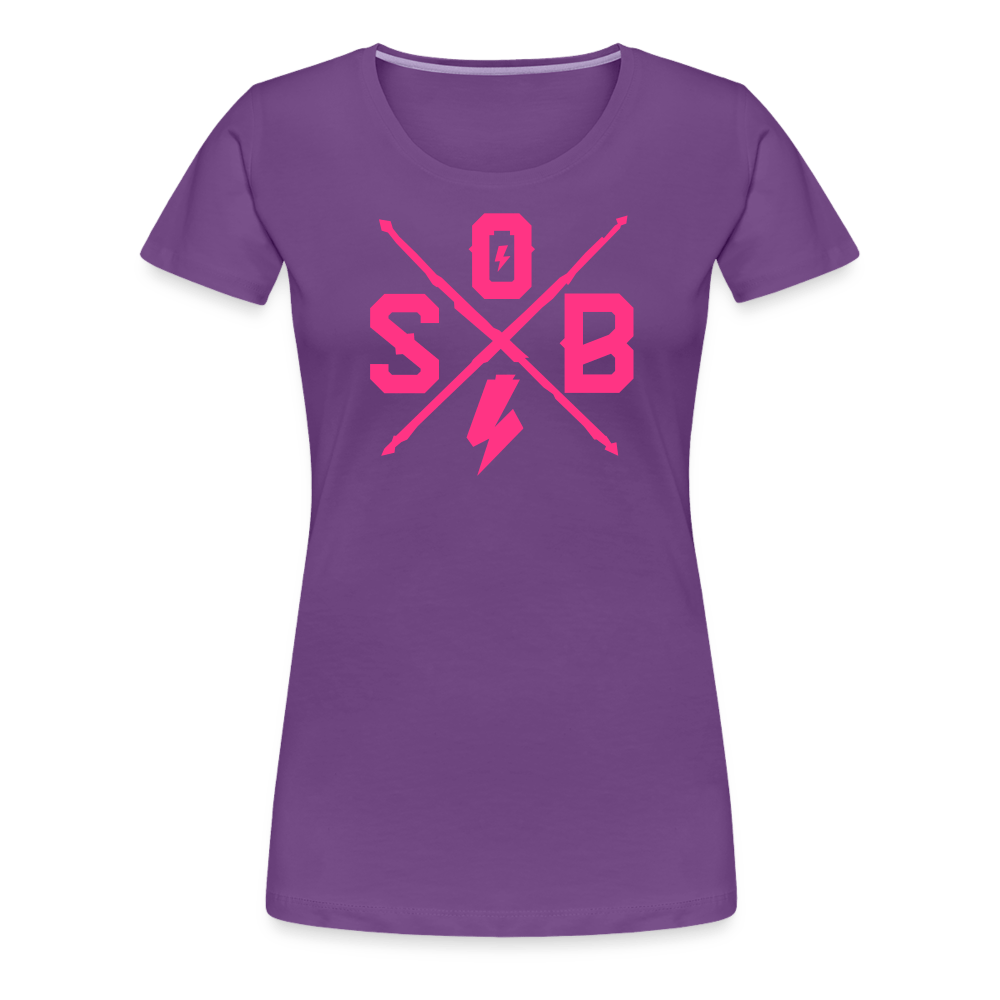 SPOD Frauen Premium T-Shirt Lila / S Cross - Neonpink - Frauen Premium T-Shirt E-Bike-Community