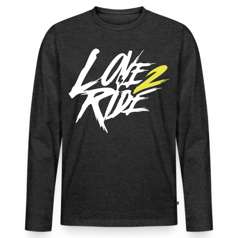 SPOD Männer Premium Bio Langarmshirt Anthrazit meliert / S Love 2 Ride - Männer Premium Langarmshirt E-Bike-Community