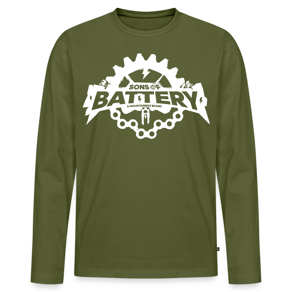 SPOD Männer Premium Bio Langarmshirt Khaki / S Rough Skull (DTG) Premium Langarmshirt E-Bike-Community