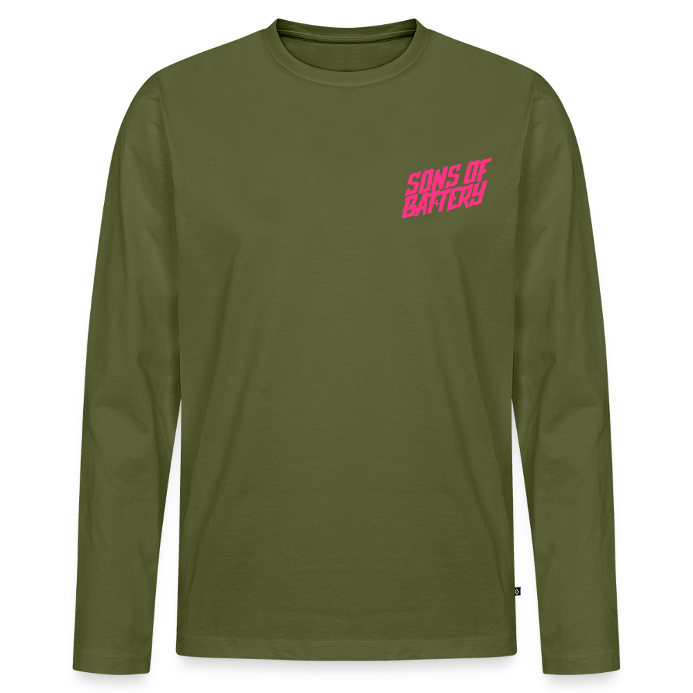 SPOD Männer Premium Bio Langarmshirt Khaki / S Signature Pink - Männer Premium Langarmshirt E-Bike-Community