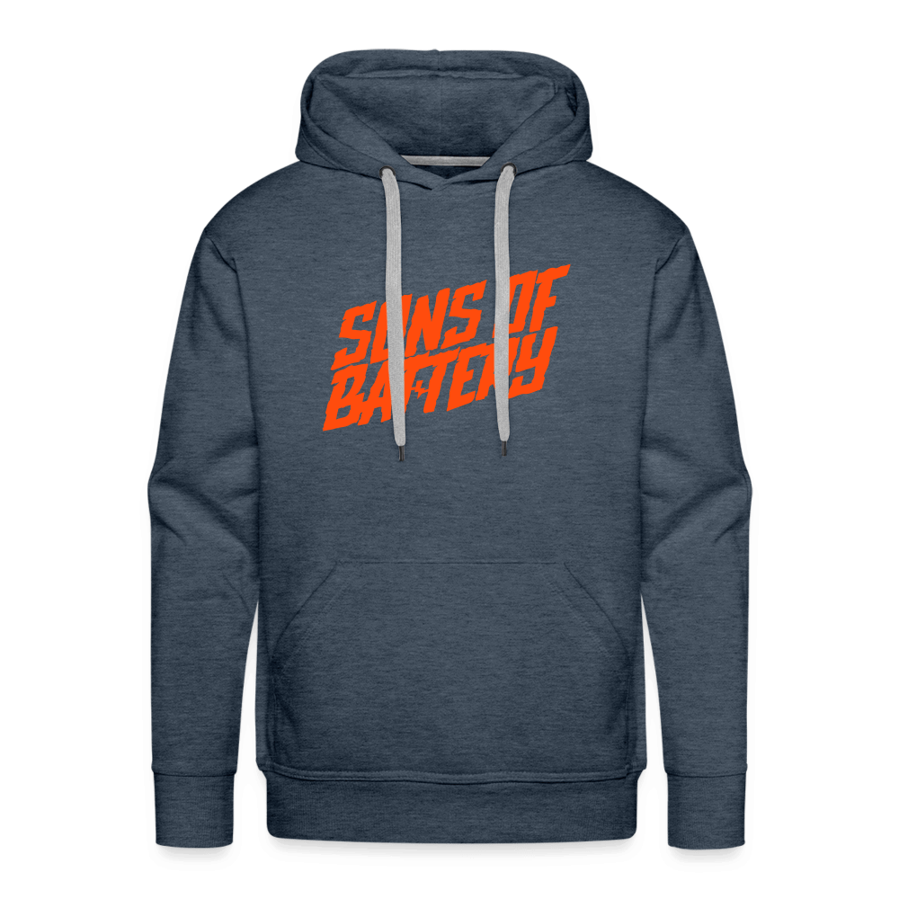 SPOD Männer Premium Hoodie Jeansblau / S Signature - Neonorange - Men’s Premium Hoodie E-Bike-Community