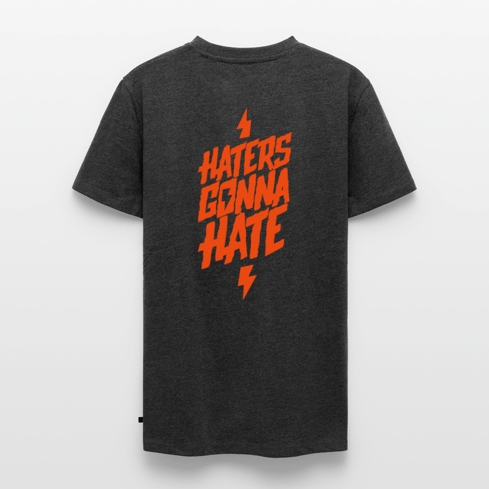 SPOD Männer Premium T-Shirt | Spreadshirt 812 Anthrazit meliert / S Haters gonna hate - Neonorange - Männer Premium T-Shirt E-Bike-Community
