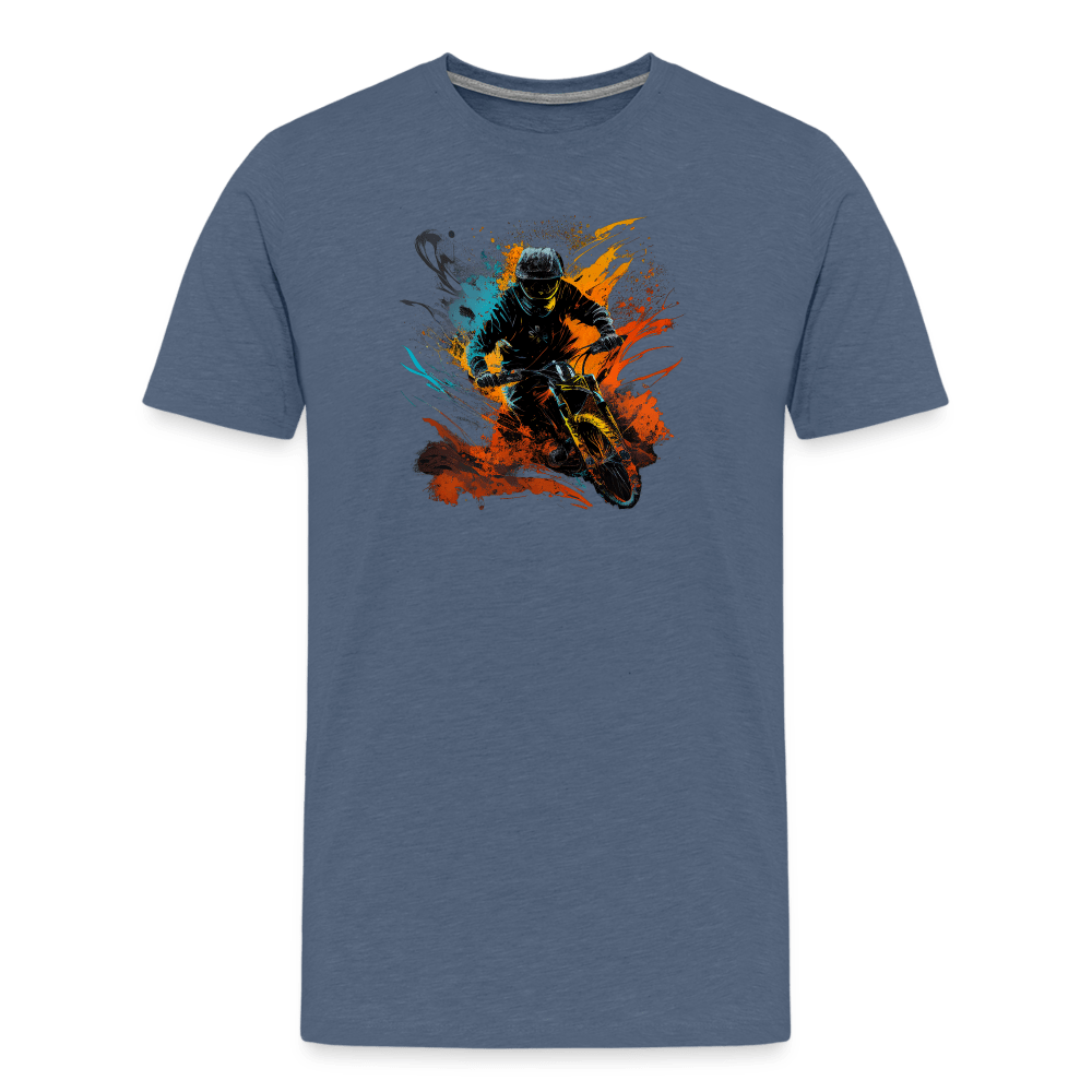 SPOD Männer Premium T-Shirt | Spreadshirt 812 Blau meliert / S Color Biker - Männer Premium T-Shirt E-Bike-Community
