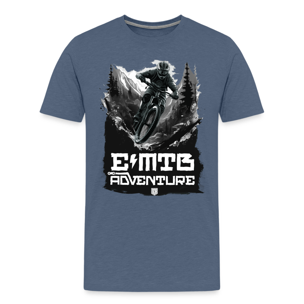 SPOD Männer Premium T-Shirt | Spreadshirt 812 Blau meliert / S EMTB ADVENTURE - Männer Premium T-Shirt E-Bike-Community