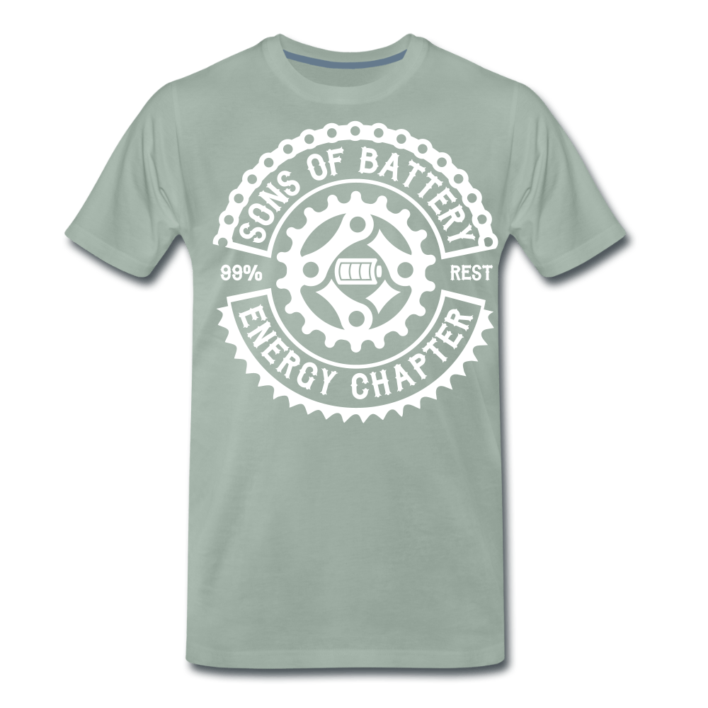 SPOD Männer Premium T-Shirt | Spreadshirt 812 Graugrün / S Original - Sons of Battery Logo - (DTF) Männer Premium T-Shirt E-Bike-Community