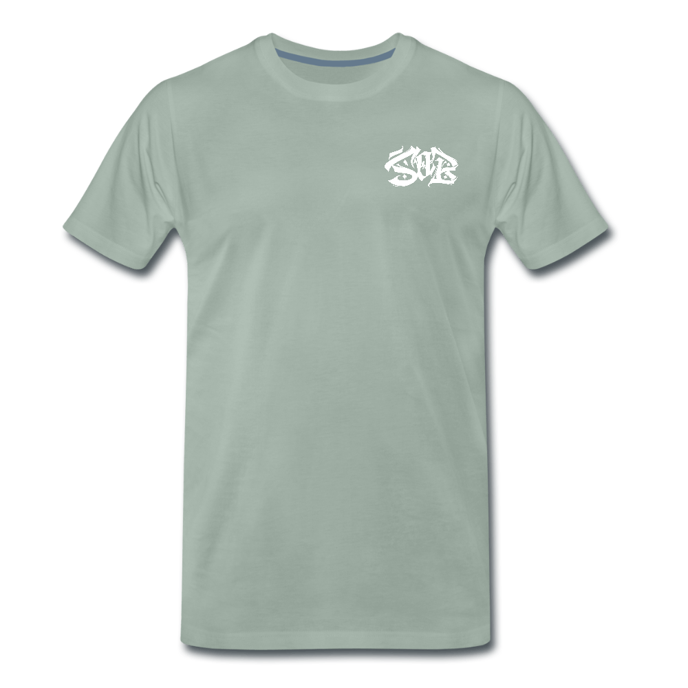 SPOD Männer Premium T-Shirt | Spreadshirt 812 Graugrün / S Shred or Alive - Brush E-Bike-Community