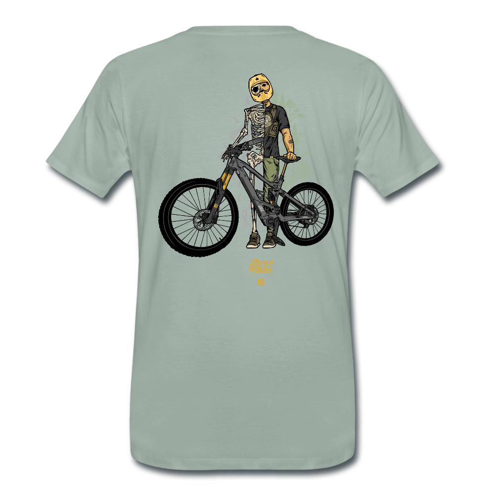 SPOD Männer Premium T-Shirt | Spreadshirt 812 Graugrün / S Shred or Alive - Männer Premium T-Shirt E-Bike-Community