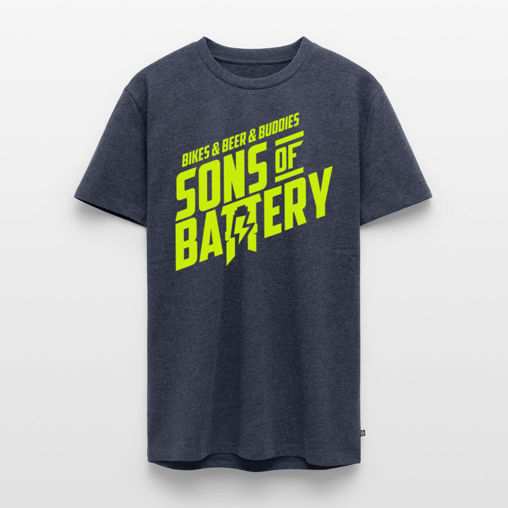 SPOD Männer Premium T-Shirt | Spreadshirt 812 Jeansblau / S 3B - BIKES BEER BUDDIES - Neongelb - SONS OF BATTERY Premium E-Bike-Community