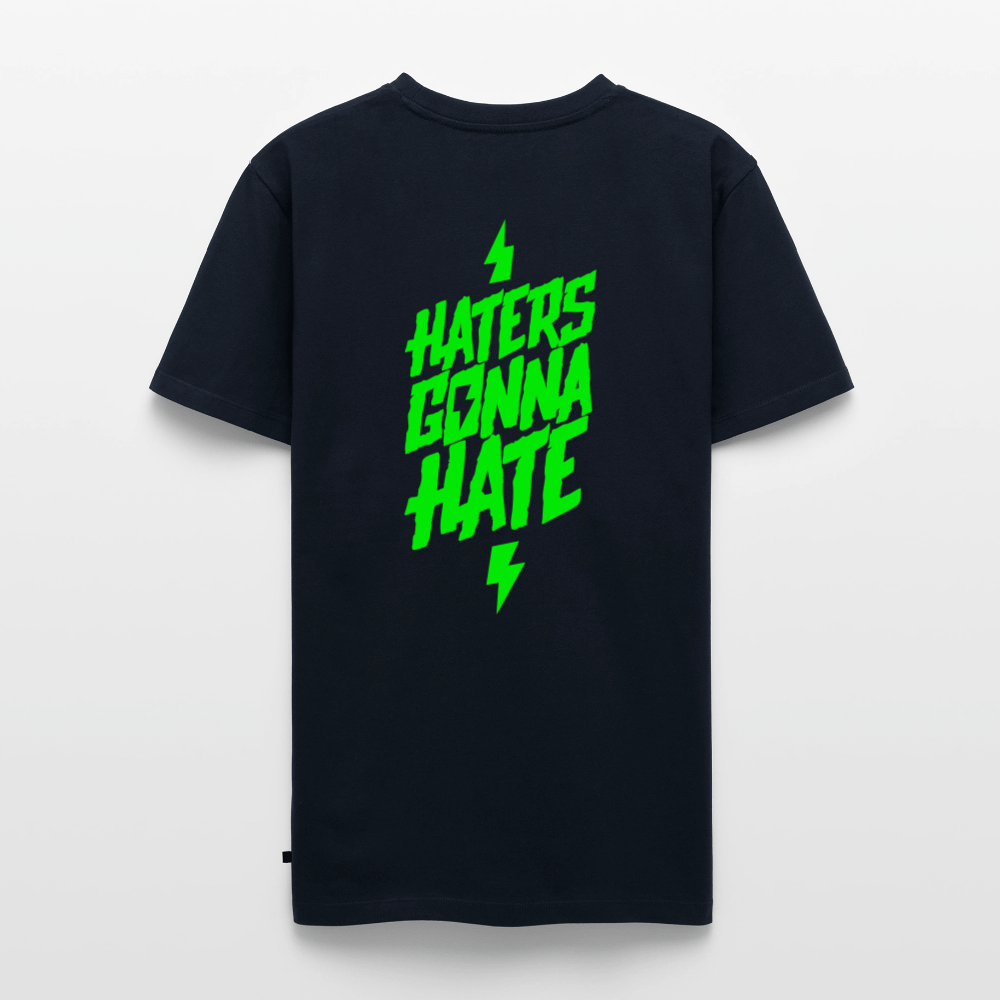 SPOD Männer Premium T-Shirt | Spreadshirt 812 Navy / S Haters gonna Hate - Neongrün - Männer Premium T-Shirt E-Bike-Community
