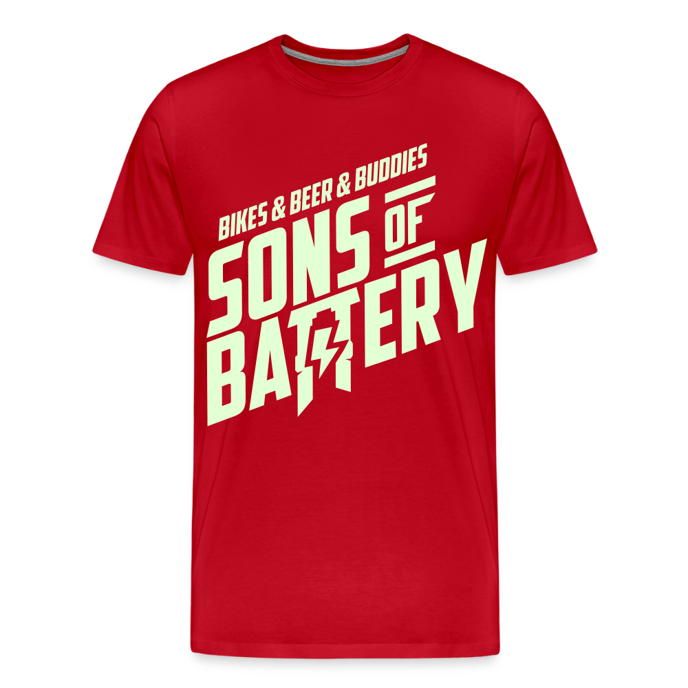 SPOD Männer Premium T-Shirt | Spreadshirt 812 Rot / S 3B's - Glow in the Dark -Männer Premium T-Shirt E-Bike-Community