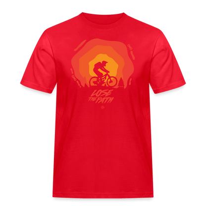 SPOD Männer Workwear T-Shirt LOSE THE PATH - CREATE YOUR OWN ADVENTURE - Russell Athletic Shirt E-Bike-Community