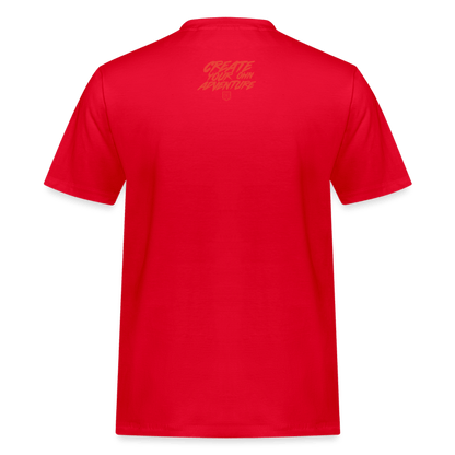 SPOD Männer Workwear T-Shirt Rot / S LOSE THE PATH - CREATE YOUR OWN ADVENTURE - Russell Athletic Shirt E-Bike-Community