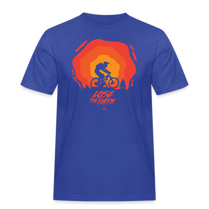 SPOD Männer Workwear T-Shirt Royalblau / S LOSE THE PATH - CREATE YOUR OWN ADVENTURE - Russell Athletic Shirt E-Bike-Community