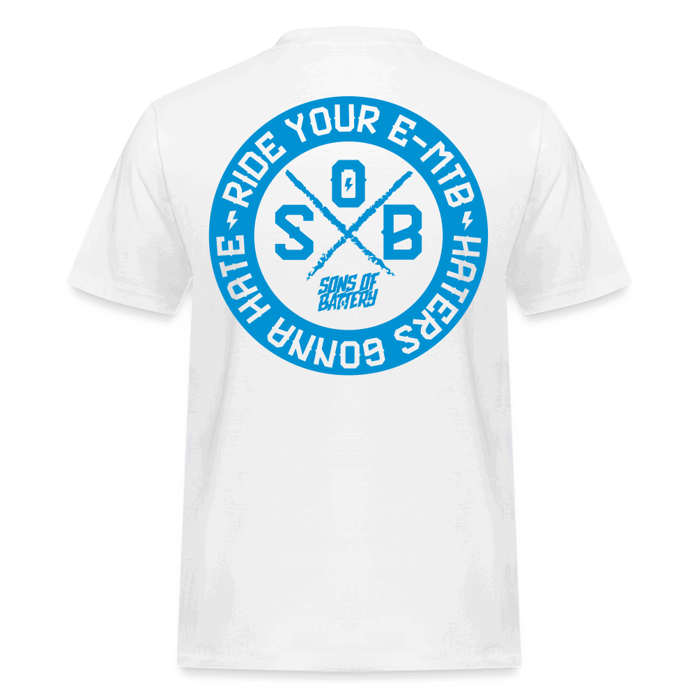 SPOD Männer Workwear T-Shirt Weiß / S Blue Line - Haters - Russell Athletics E-Bike-Community