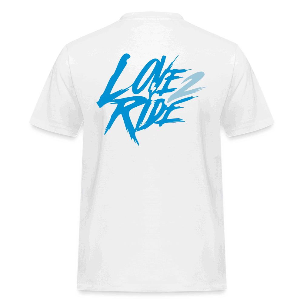 SPOD Männer Workwear T-Shirt Weiß / S Blue Line - Love 2 Ride - Russell Athletics E-Bike-Community