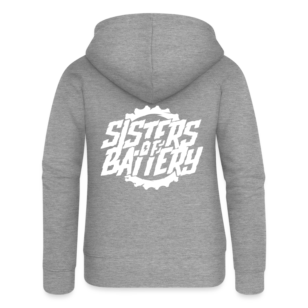Spreadconnect Frauen Premium Kapuzenjacke Grau meliert / S Sisters of Battery - Frauen Premium Kapuzenjacke E-Bike-Community