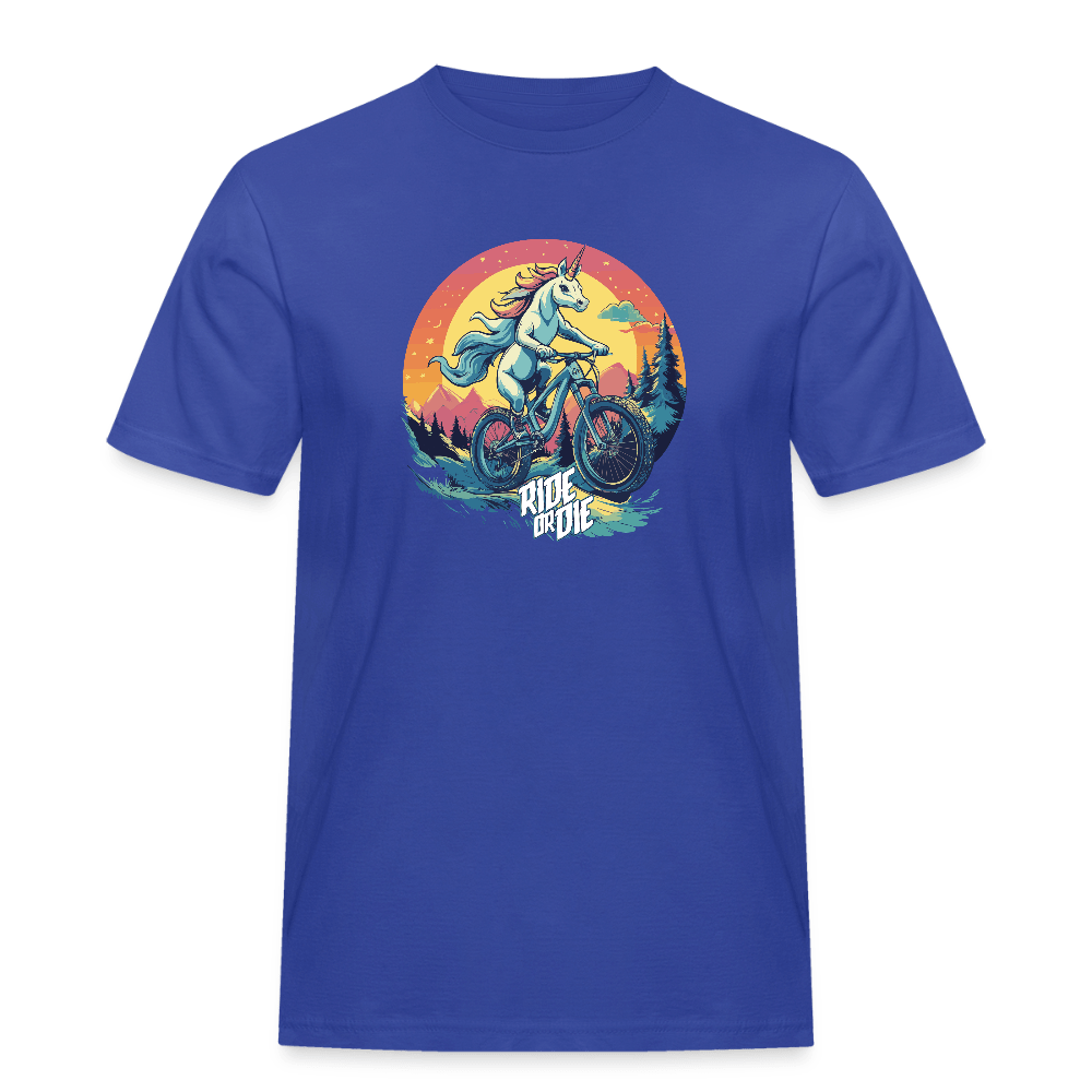 Spreadconnect Männer Workwear T-Shirt Royalblau / S Ride or Die Einhorn Mountainbike Männer Workwear T-Shirt E-Bike-Community