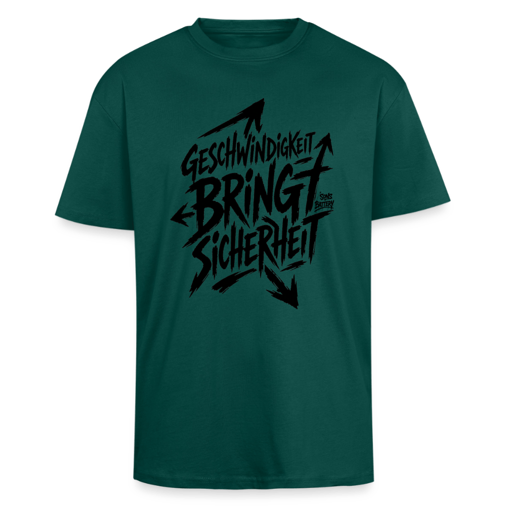 Spreadconnect Oversized Heavyweight Unisex T-Shirt hunter Green / XS Geschwindigkeit bringt Sicherheit - Oversized Heavyweight Unisex T-Shirt E-Bike-Community