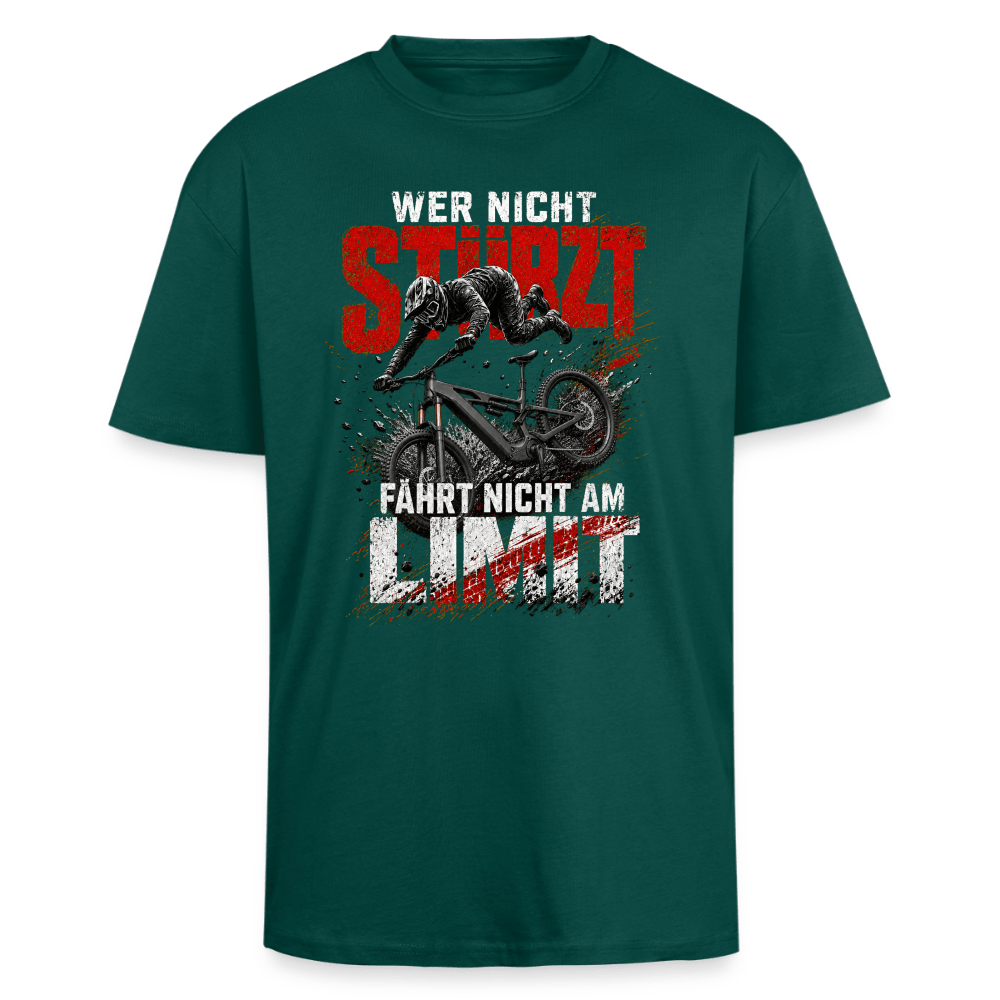 Spreadconnect Oversized Heavyweight Unisex T-Shirt hunter Green / XS WER NICHT STÜRZT FÄHRT NICHT AM LIMIT - Oversized Heavyweight Unisex T-Shirt E-Bike-Community
