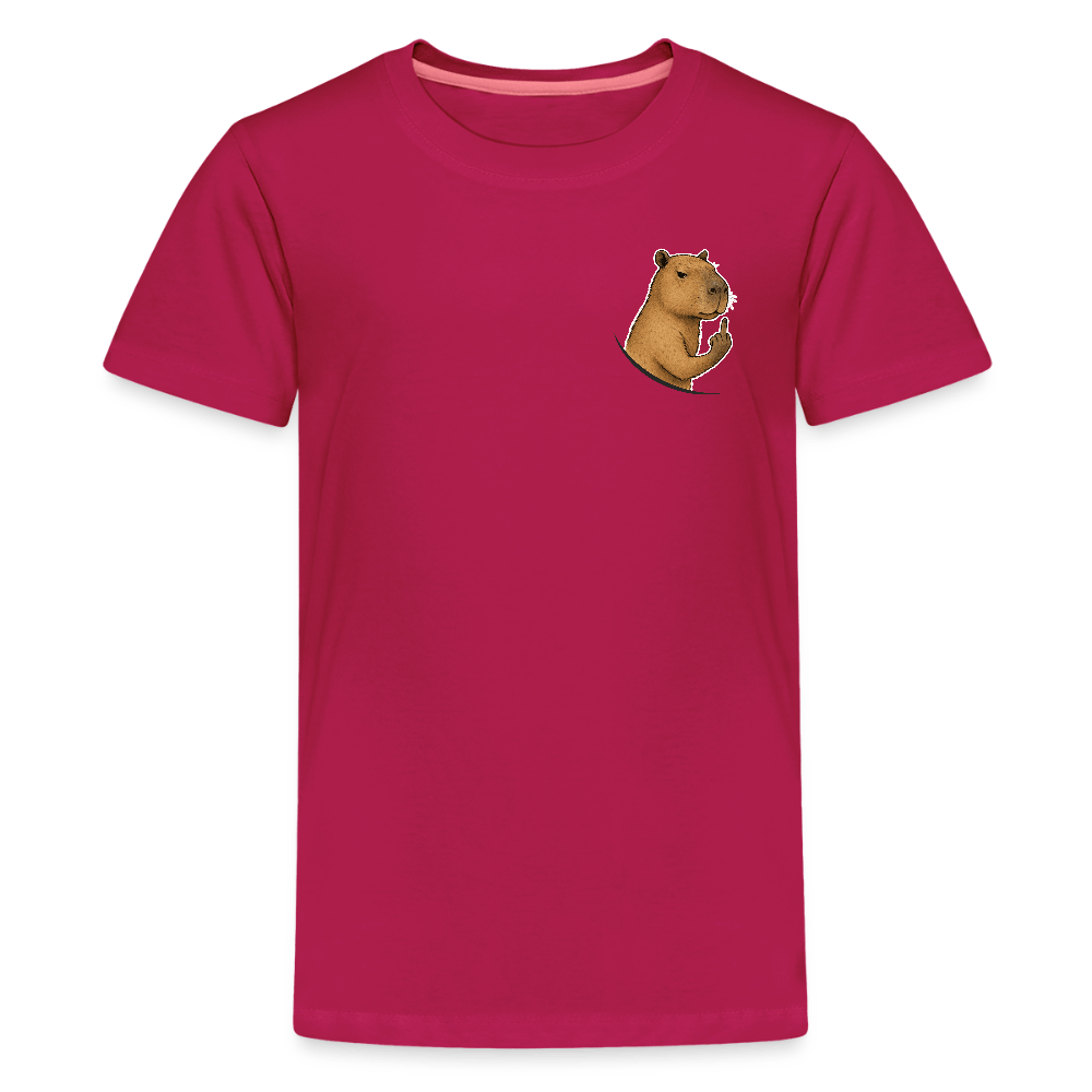 Spreadconnect Teenager Premium T-Shirt dunkles Pink / 146/152 (10 Jahre) Freches Capybara - Teenager Premium T-Shirt E-Bike-Community
