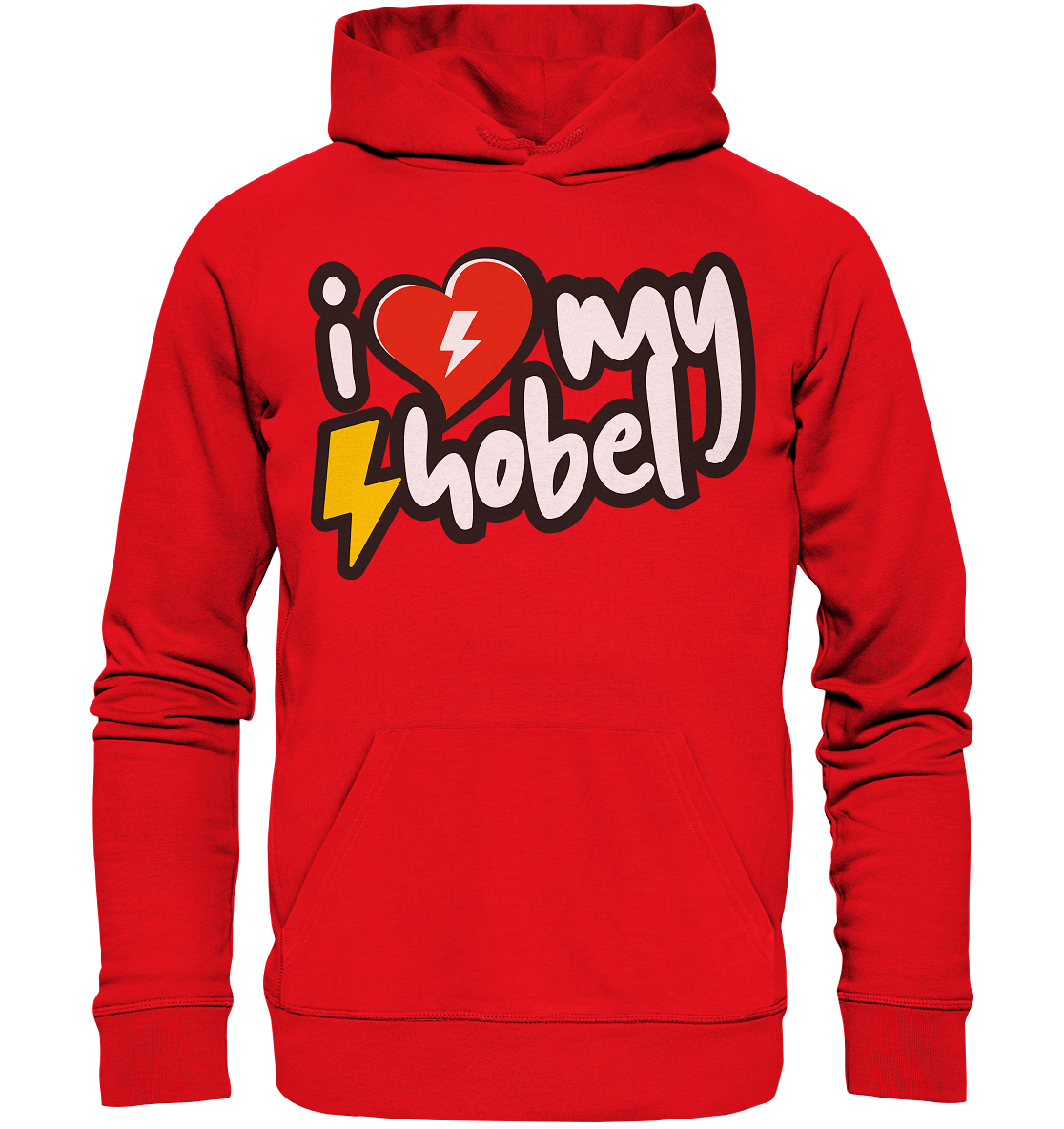 Sons of Battery® - E-MTB Brand & Community Hoodies Bright Red / XS I Love my Hobel - (Flip Label) - Organic Hoodie E-Bike-Community