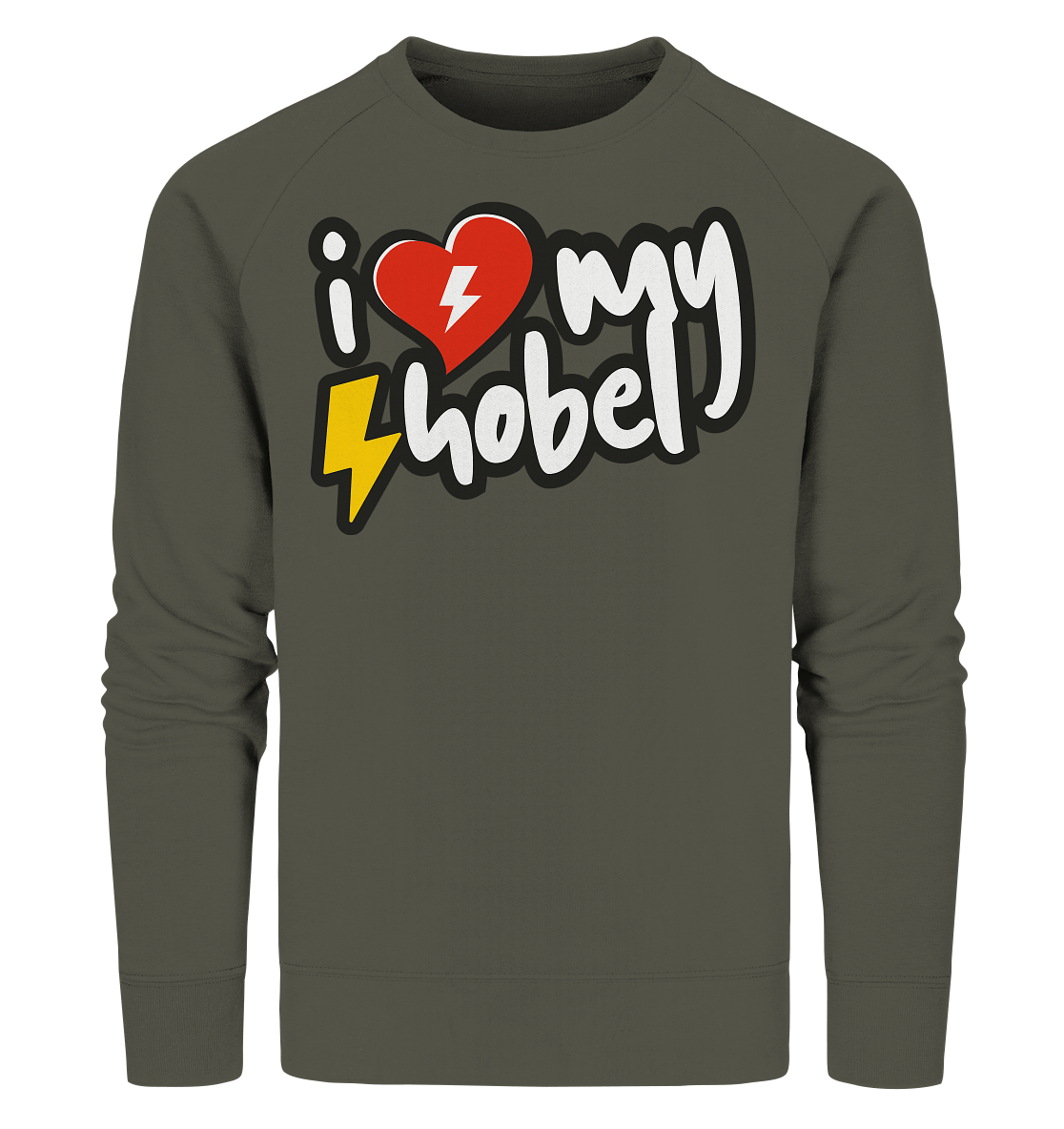 Sons of Battery® - E-MTB Brand & Community Sweatshirts Khaki / XS I Love my Hobel - (Flip Label) - Organic Sweatshirt E-Bike-Community
