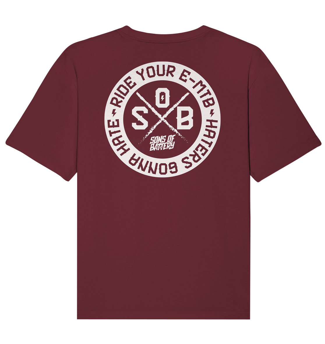 Sons of Battery® - E-MTB Brand & Community Unisex-Shirts Burgundy / XS Haters gonna Hate - Organic Relaxed Shirt (Flip Label) E-Bike-Community