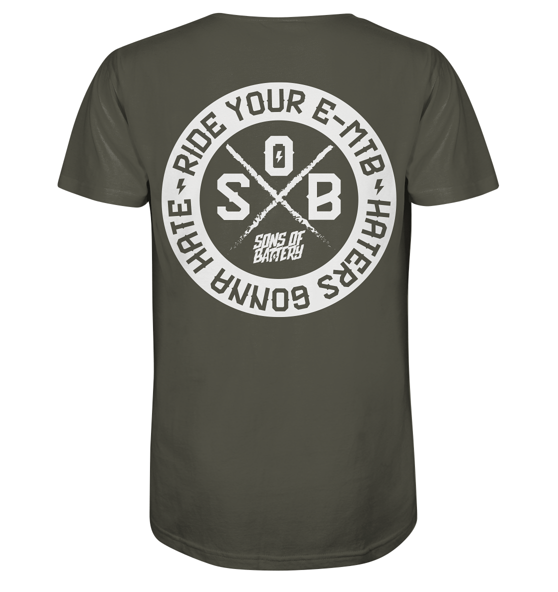 Sons of Battery® - E-MTB Brand & Community Unisex-Shirts Khaki / XS Haters gonna Hate - Organic Shirt (Flip Label) E-Bike-Community