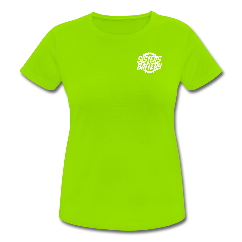 SPOD Frauen T-Shirt atmungsaktiv Neongrün / S Sisters of Battery - Frauen T-Shirt atmungsaktiv E-Bike-Community