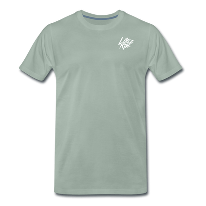 SPOD Männer Premium T-Shirt | Spreadshirt 812 Graugrün / S LOVE 2 RIDE - Front / Backprint -Männer Premium T-Shirt E-Bike-Community