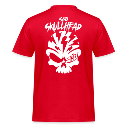 SPOD Männer Workwear T-Shirt Rot / S Skullhead - Titel - Männer Russell Shirt E-Bike-Community