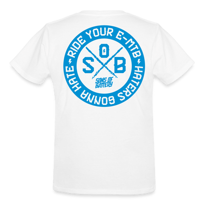 SPOD Männer Workwear T-Shirt white / S Blue Line - Haters - Russell Athletics E-Bike-Community